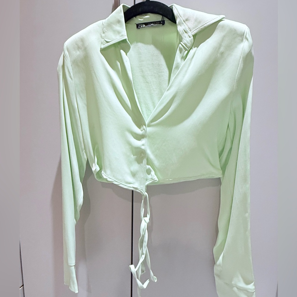 Zara Light Green Button-Down Shirt